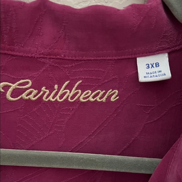 Caribbean Men’s 3XB Burgundy Camp Shirt | Modal Blend Short Sleeve Button-Up - Picture 2 of 4